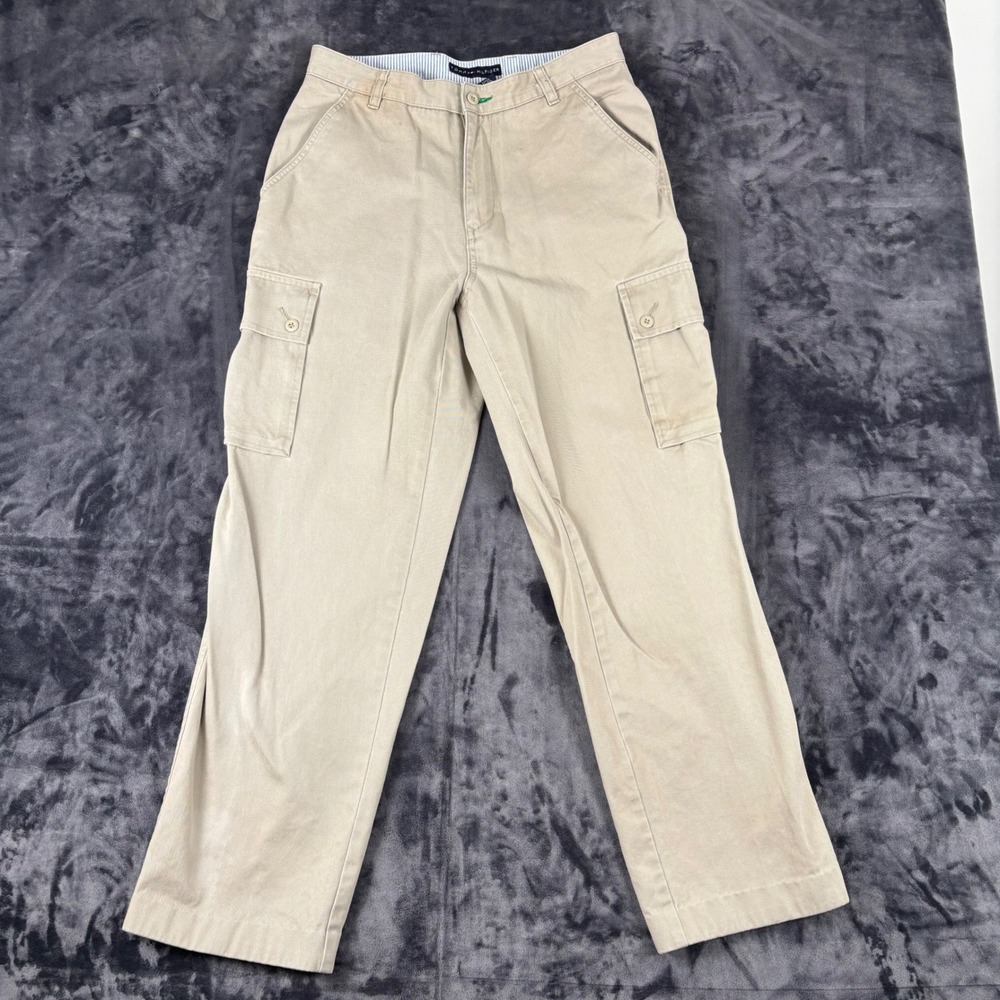 Tommy Hilfiger Cargo Pants Mens 31x32 Khaki Tan Straight Leg Cotton Twill 3834